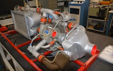 Overhauled air cycle machine assembly on a test stand
